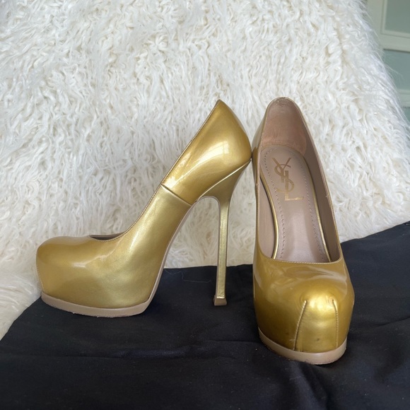Vintage VSL Saint Laurent gold platform heels - Picture 7 of 12